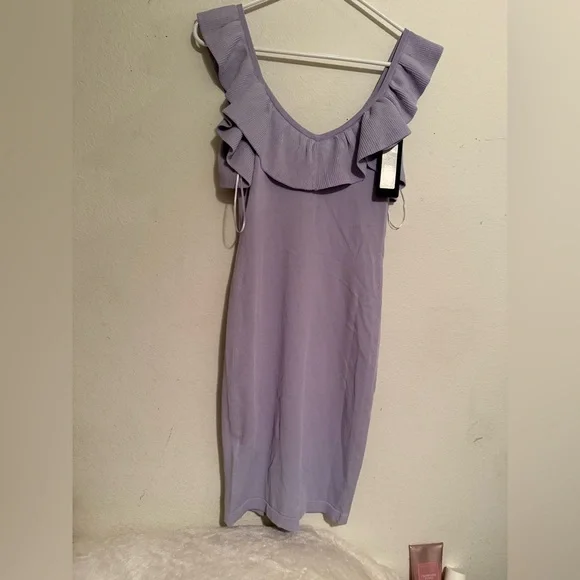 bebe Lavender Mini Dress with Ruffles - Picture 3 of 5